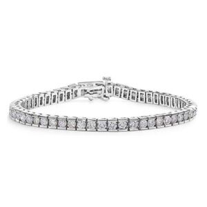 14KT WHITE GOLD AND NATURAL DIAMONDS CHANEL SET TENNIS BRACELET